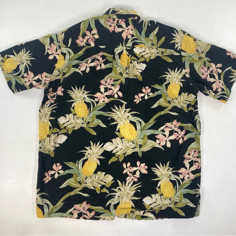 Cooke Street Honolulu Men's M Short Sleeve Hawaiian Shirt Black Yellow Hibiscus - Picture 2 of 16